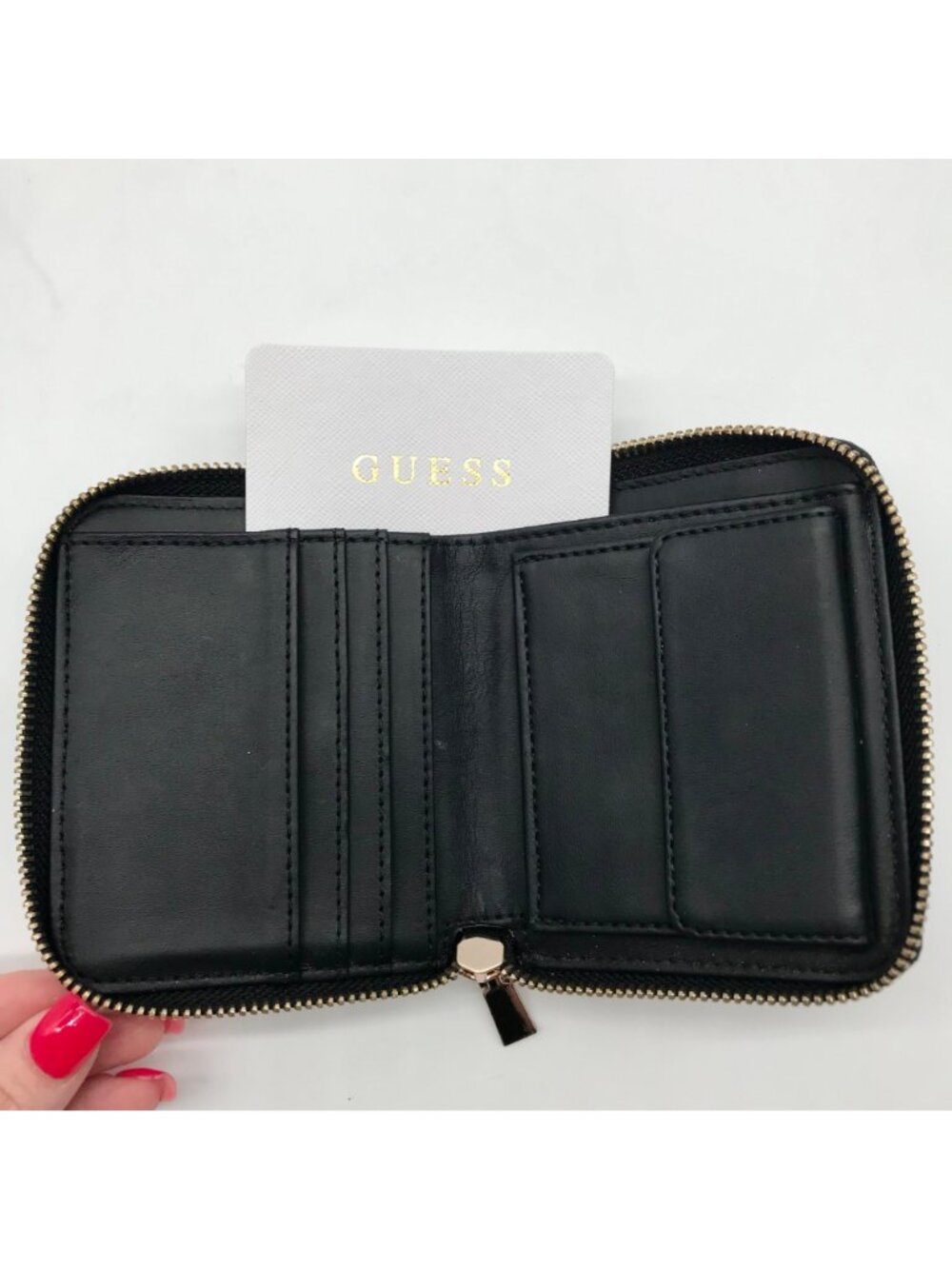 Guess Black Faux Leather Assia Small Zip Around Wallet - Picture 10 of 11